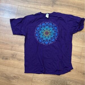 Purple T-Shirt with Cat Mandala Design